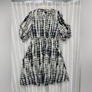 Who What Wear Midi Dress‎ Black and White Abstract Print w/ Pockets Plus Size 2X